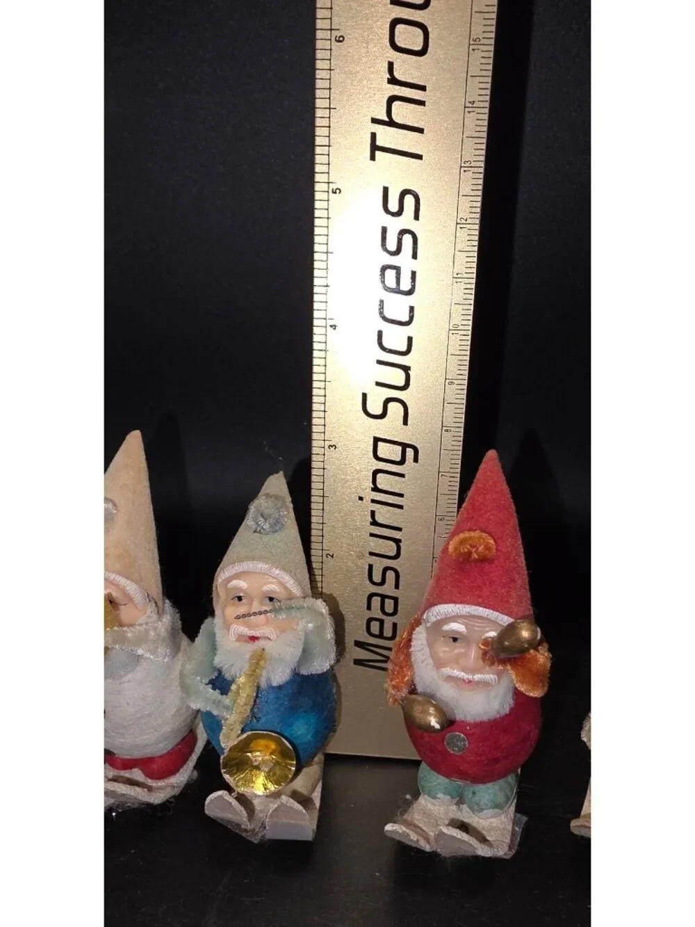 Vintage Pixie Gnome Musician Skiers Christmas Decor Made in Japan